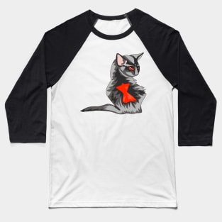 Black Widow Cat Baseball T-Shirt